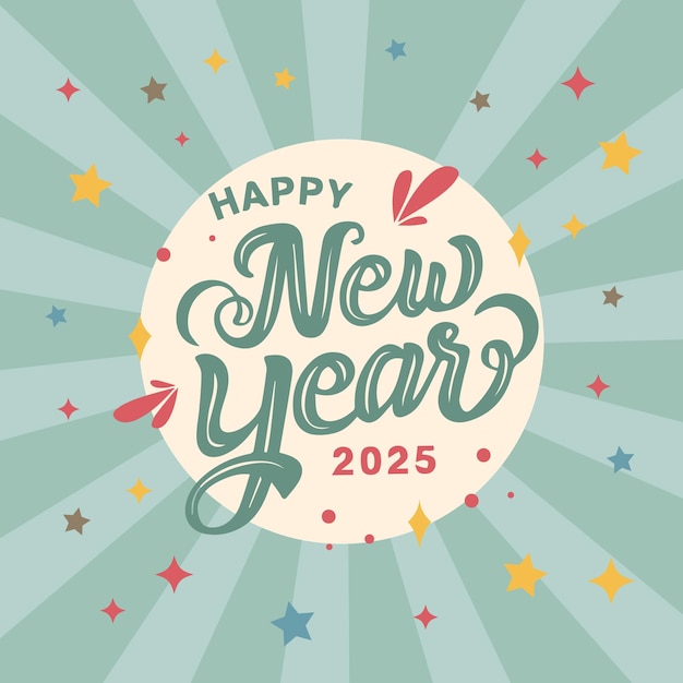 2025 Happy New Year set logo ontwerp retro nummer ontwerp sjabloon