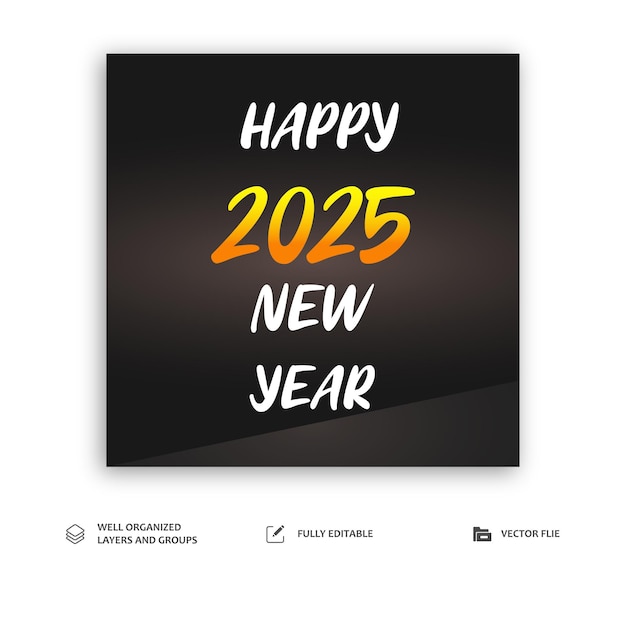 2025 Happy new year social media or instagram post