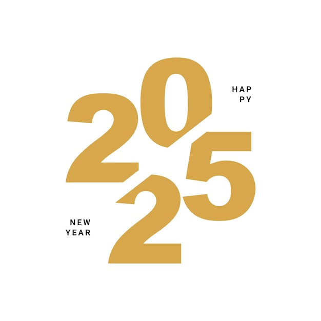 Vector 2025 happy new year text design