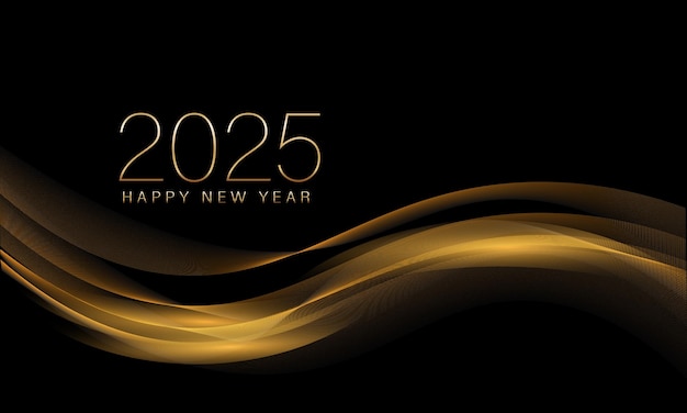 2025 New Year Abstract shiny color gold wave design element