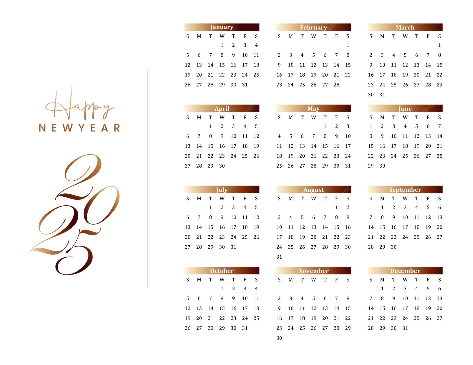 Premium Vector 2025 New Year Calendar Template