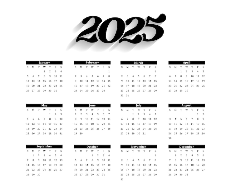 Premium Vector | 2025 New Year Calendar Template