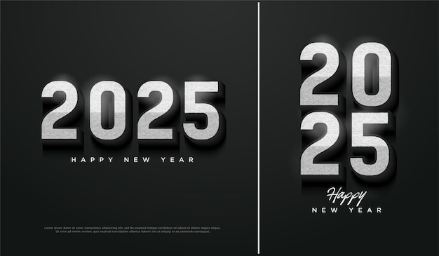 Вектор Празднование нового года 2025 с черно-белой концепцией с простыми и элегантными цифрами 2025 дизайн цифр для флаеров, баннеров и календарей 2025