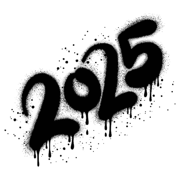 스프레이 페인트 스타일의 2025 새해 그래피티