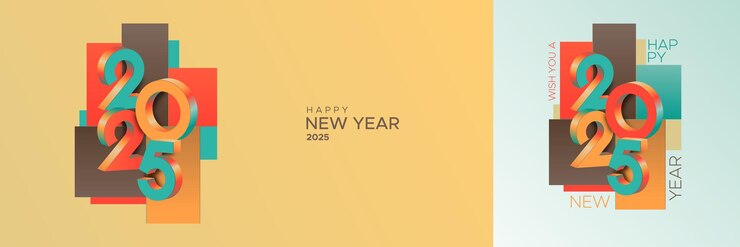 Vector 2025 new year greetings with modern retro design