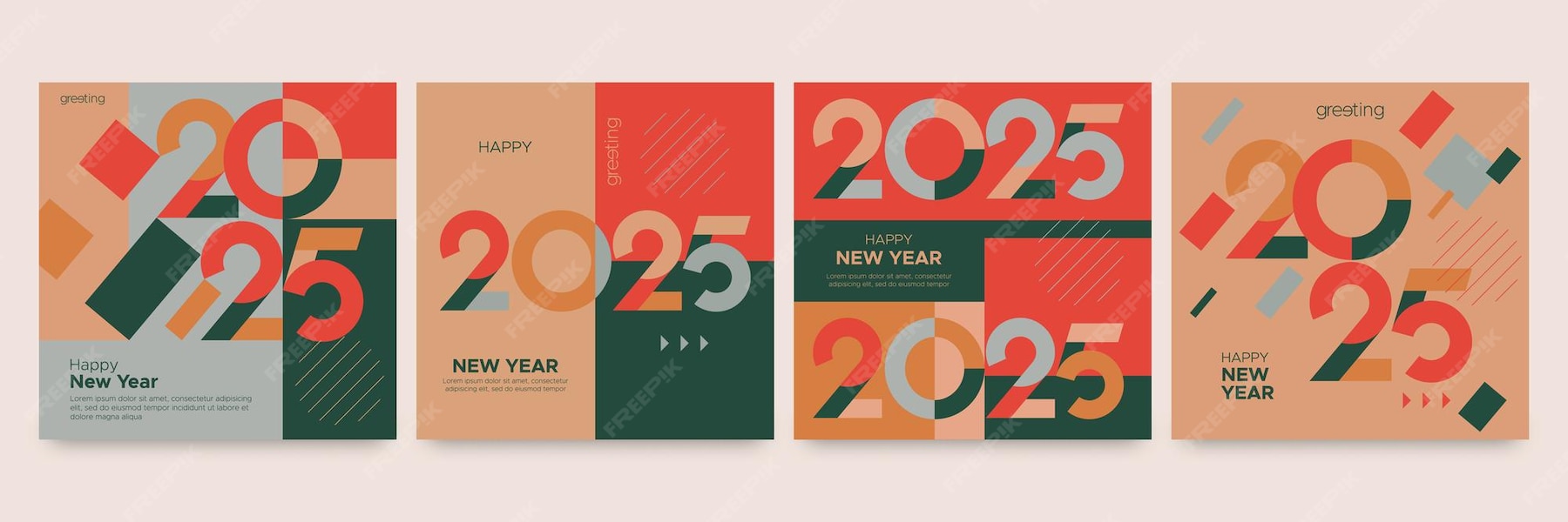 Premium Vector 2025 new year number square template with modern retro