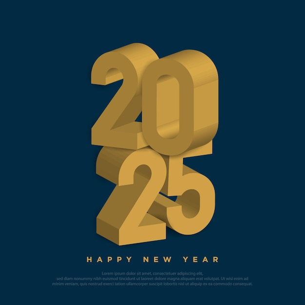 Вектор 2025 новый год с золотым номером