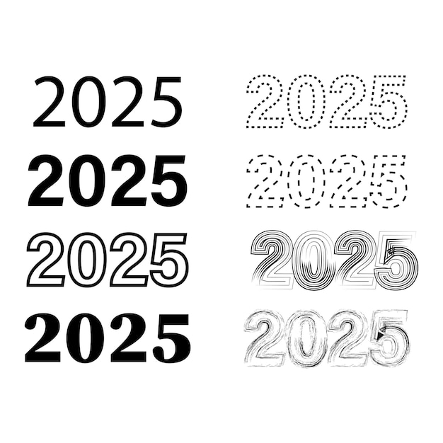 Premium Vector 2025 number styles Decorative year design Bold and