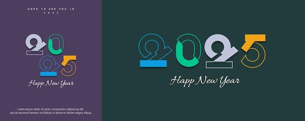 2025 square design template with numbers and lines premium happy new year 2025 for posters banners and pamphlets