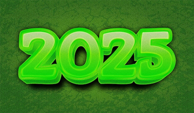 2025年 新年 テキスト マルチカラー 編集可能なテキスト 3Dレンダリング