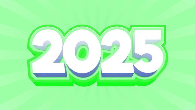 2025年 新年 テキスト マルチカラー 編集可能なテキスト 3Dレンダリング