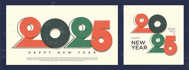 2025 typography number logo design concept Happy new year 2025 logo design greeting concept for 2025 new year celebration