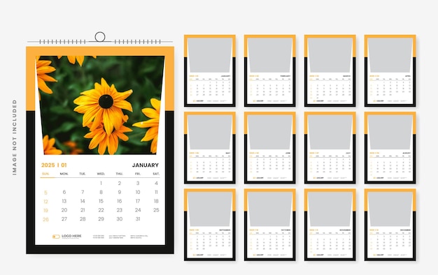 2025 wall calendar design template