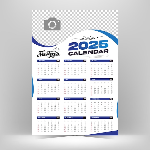 Premium Vector 2025 wall calendar Printready modern template design Premium Vector 2025 wall calendar Printready modern template design