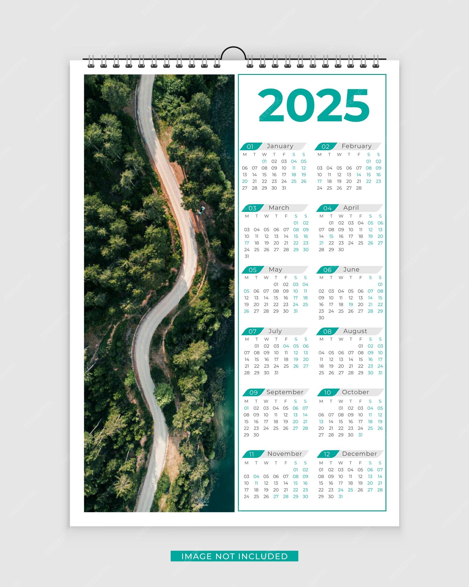 Premium Vector | 2025 wall calendar template