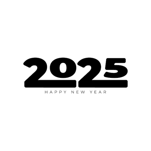 2025 zwart getal gelukkig nieuwjaar element vectorontwerp