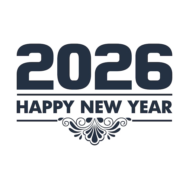 Счастливого Нового года Текстовый дизайн Вектор 2026 Шаблон дизайна чисел