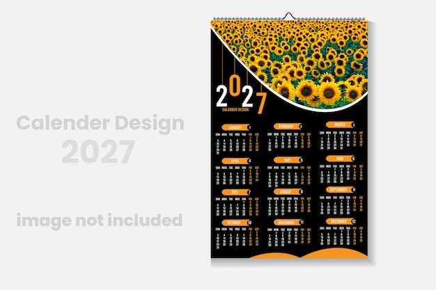 Vector 2027 calendar design simple art template