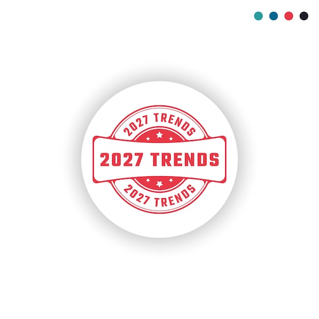 Vector 2027 trends sticker teken of stempel rond label op witte achtergrond