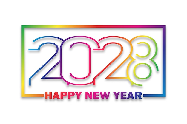 2028 Happy new year Greeting card with colorful numbers