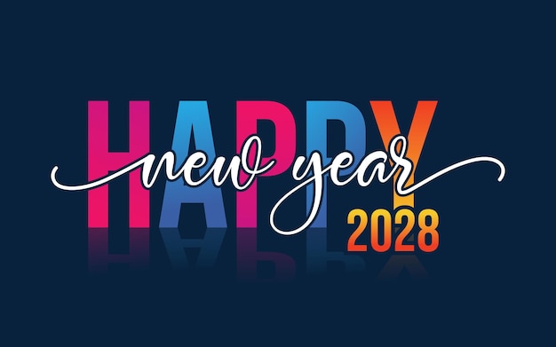 2028 typography logo design concept happy new year 2028 logo design