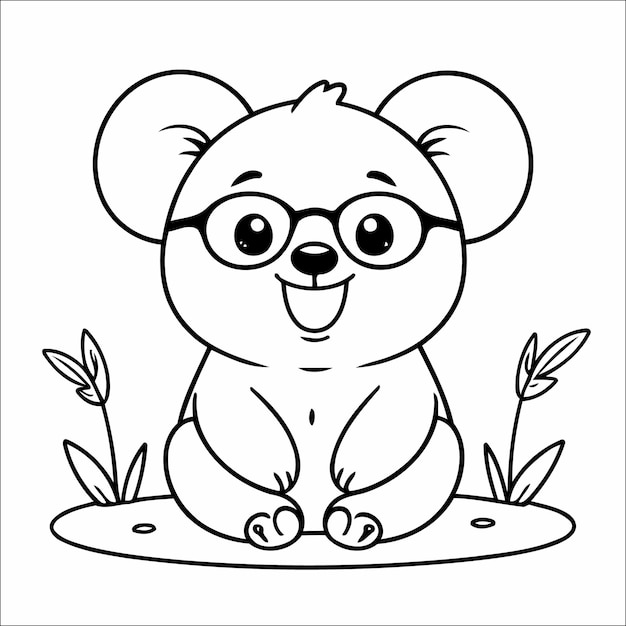 207 Cute Koala Kawaii Vector Coloring Page for Kids