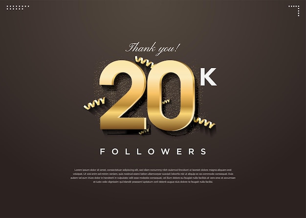 20k followers celebration template with gold numerals