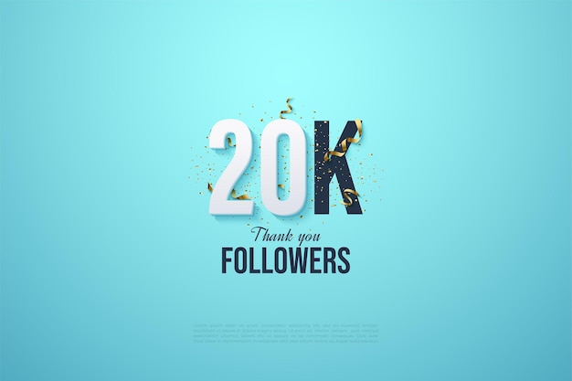 20k followers on a cute blue background.