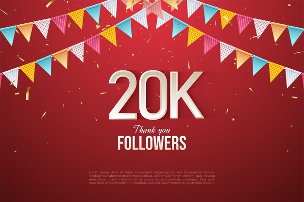 20k followers on a luxury red background.