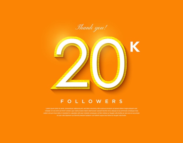 20k followers on plain orange background