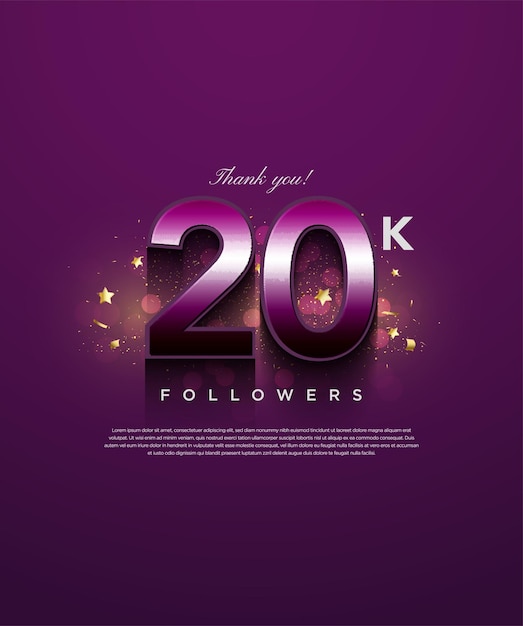 20k followers in purple color concept