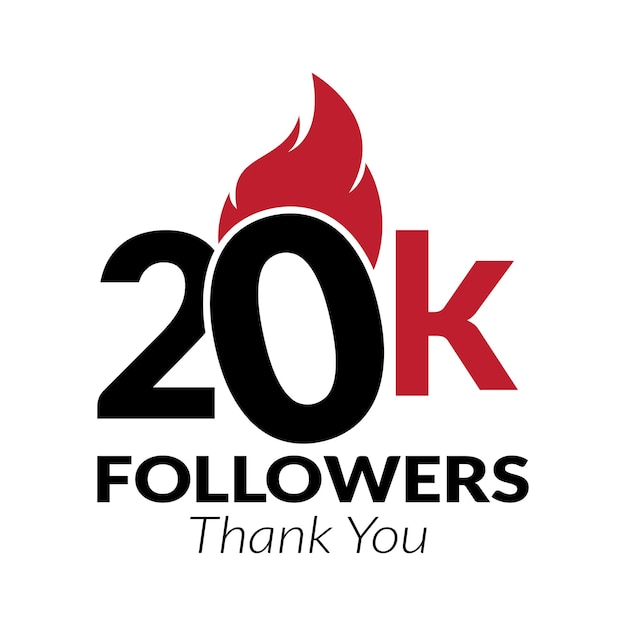 Vector 20k followers vector logo design icon vector thanks for 20k followers