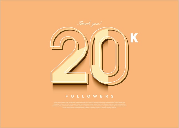Vector 20k followers on a very smooth cream background
