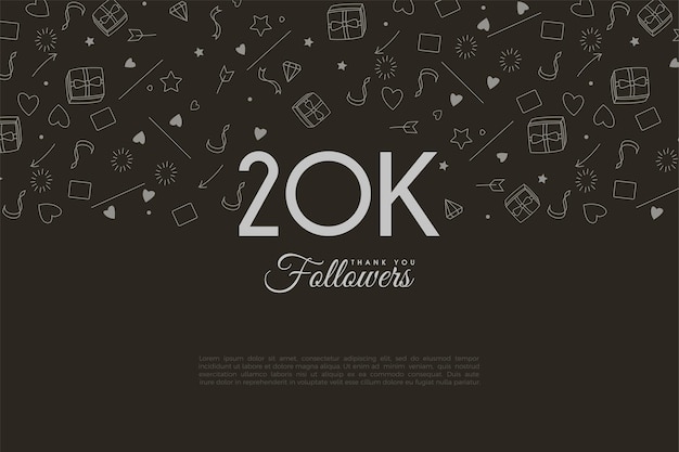 20k followers with doodle background.