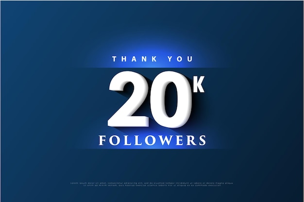 20k followers with light effects above and below the numbers.