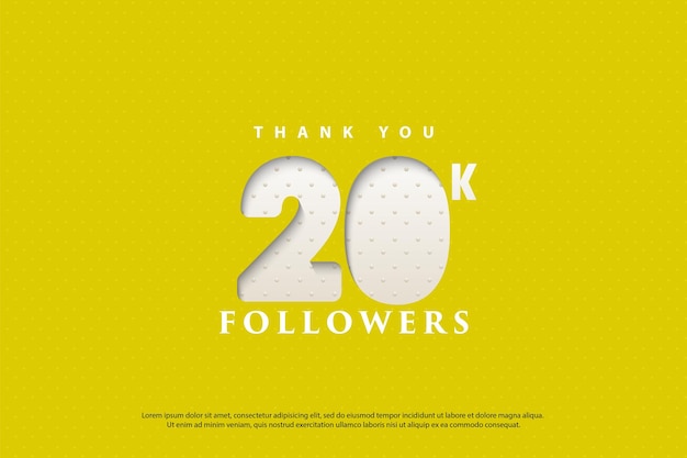 20k followers on a yellow background.