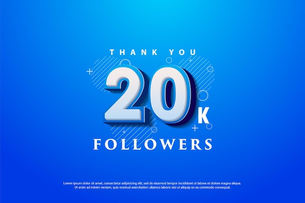 20k volgers poster op mooie blauwe achtergrond.