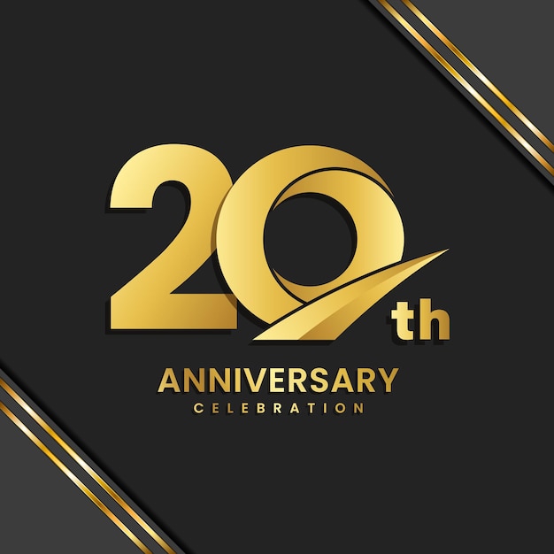 Vettore concetto di design del logo per la celebrazione di 20 anni logo dell'anniversario d'oro modello vettoriale del logo