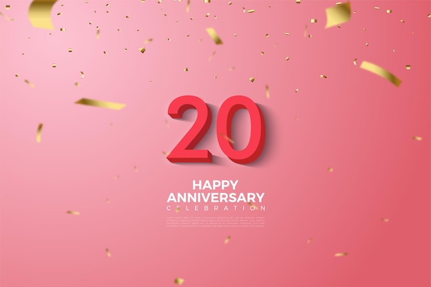 20th anivversary background with embossed red 3D numbers