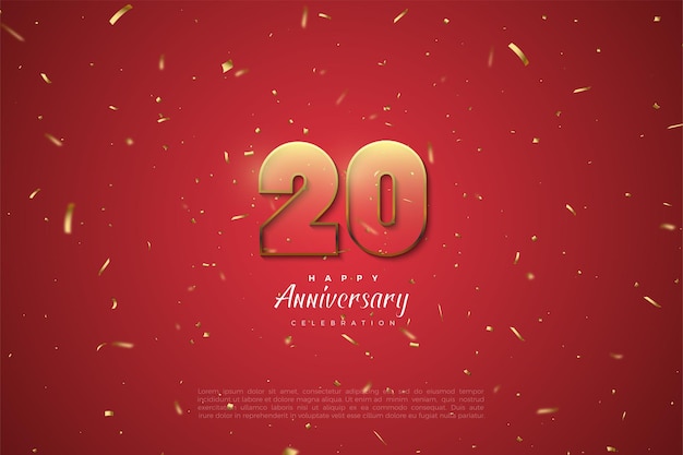 20th anivversary background with golden striped numbers