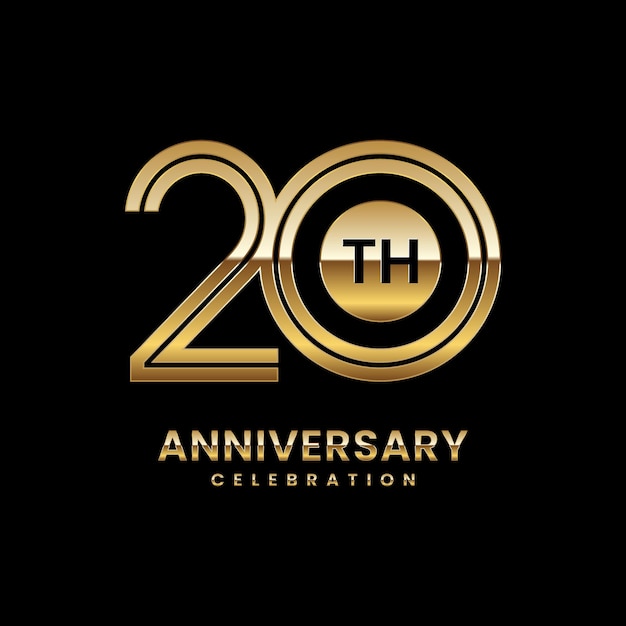 20th Anniversary Anniversary logo design with double line concept vector illustration