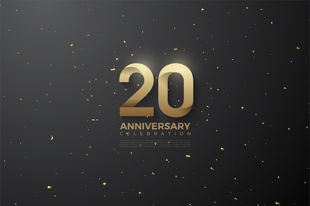 20th anniversary background with numbers illustration above outer space