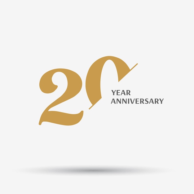 Vector 20th anniversary celebration logotype with modern elegant number design