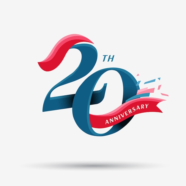 Vettore logotipo della celebrazione del 20° anniversario con un moderno e elegante disegno numerico