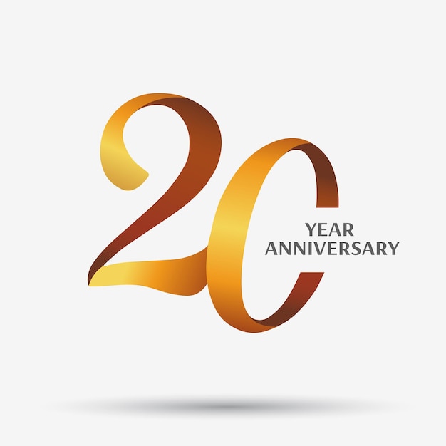 Vector 20th anniversary celebration logotype with modern elegant number design