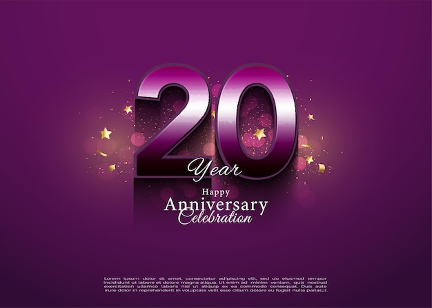 Vector 20th anniversary in dark purple color concept.