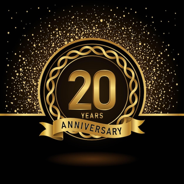 20th Anniversary Gold color template design for Birthday Event Vector Template