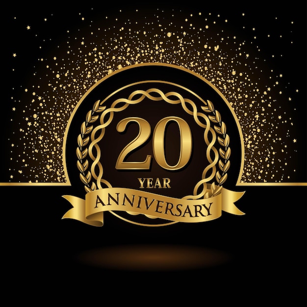 Vector 20th anniversary gold color template design for birthday event vector template