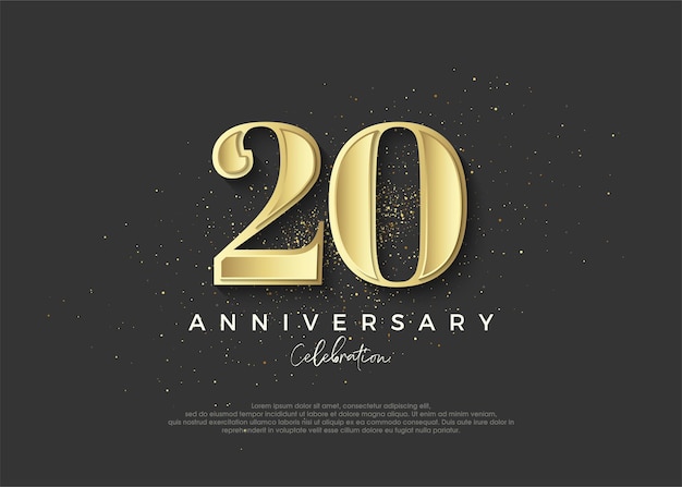 20th anniversary golden Premium vector design to celebrate birthday