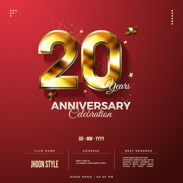 검은색 숫자가 있는 20주년 초대장